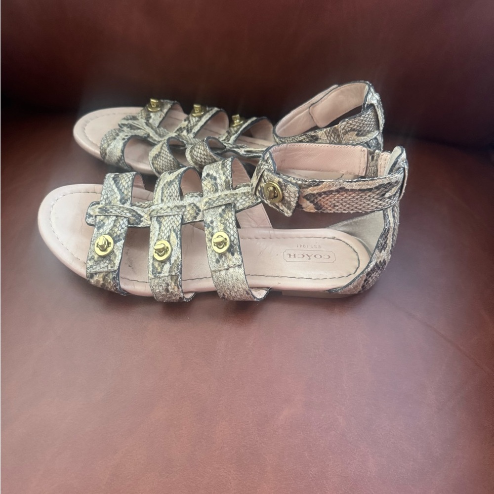 Coach Python Gladiator Sandals With Gold Accents - image 4